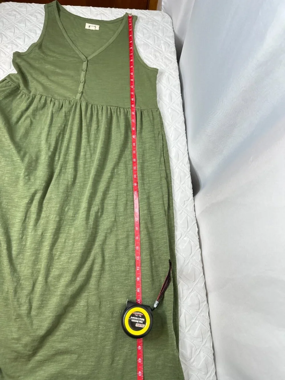 Pact Relaxed Slub Henley Tank Midi Dress, Size Medium Boho Nature Cottage Resort - Picture 3 of 8